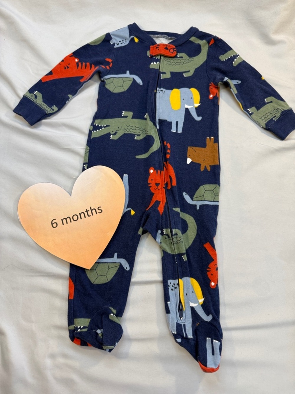 Carter's Navy Animal Print Footed Pajamas with Multi-Color Critters